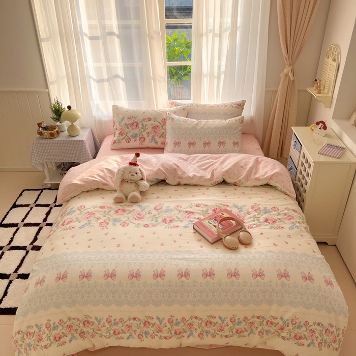 91家纺网 家纺一手货源 找家纺 曼之夏 2026新款全棉印花花卉四件套 幽若