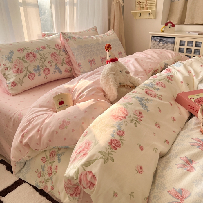 91家纺网 家纺一手货源 找家纺 曼之夏 2026新款全棉印花花卉四件套 幽若