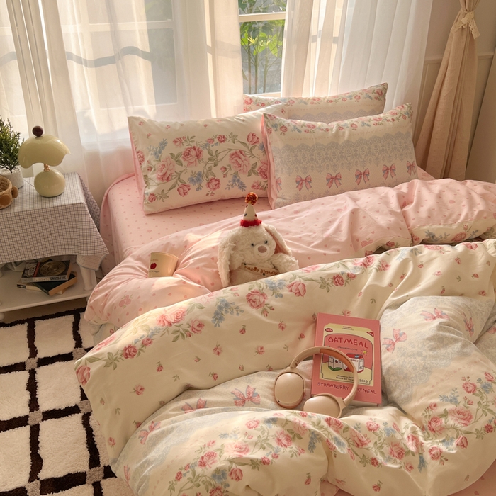 91家纺网 家纺一手货源 找家纺 曼之夏 2026新款全棉印花花卉四件套 幽若