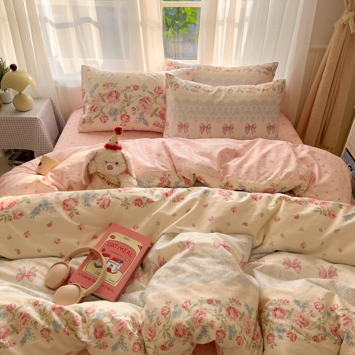 91家纺网 家纺一手货源 找家纺 曼之夏 2026新款全棉印花花卉四件套 幽若