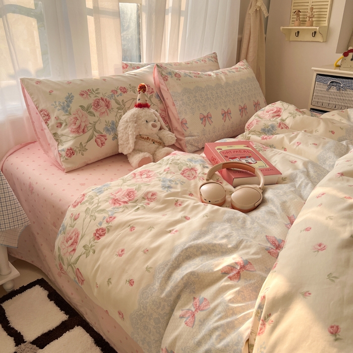 91家纺网 家纺一手货源 找家纺 曼之夏 2026新款全棉印花花卉四件套 幽若