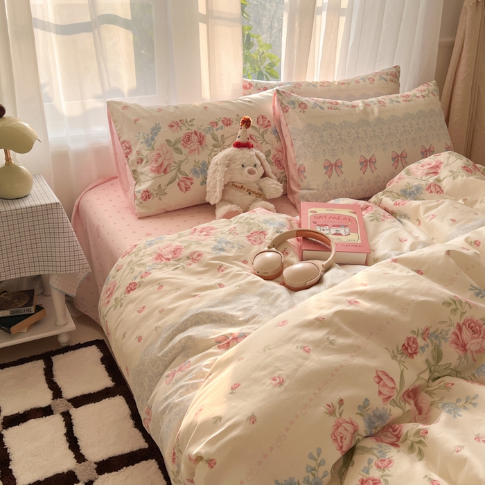 91家纺网 家纺一手货源 找家纺 曼之夏 2026新款全棉印花花卉四件套 幽若