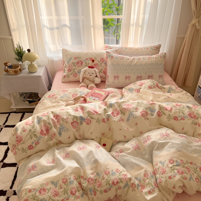 91家纺网 家纺一手货源 找家纺 曼之夏 2026新款全棉印花花卉四件套 幽若