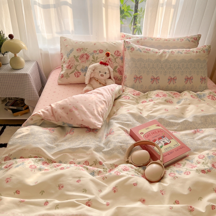 91家纺网 家纺一手货源 找家纺 曼之夏 2026新款全棉印花花卉四件套 幽若