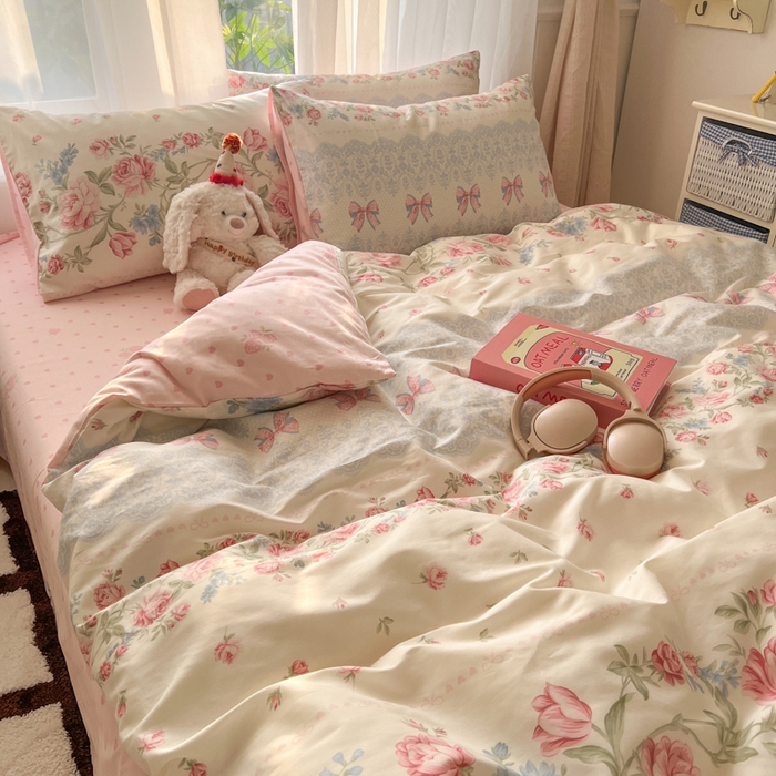 91家纺网 家纺一手货源 找家纺 曼之夏 2026新款全棉印花花卉四件套 幽若