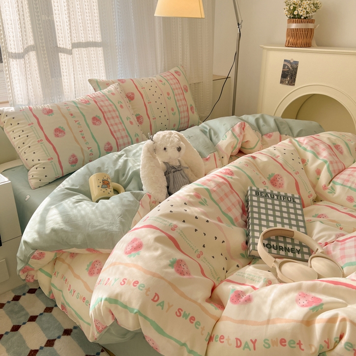 91家纺网 家纺一手货源 找家纺 曼之夏 2026新款全棉印花花卉四件套 郁香莓语