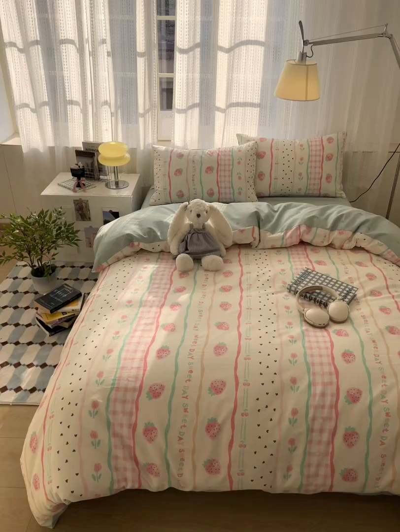 91家纺网 家纺一手货源 找家纺 曼之夏 2026新款全棉印花花卉四件套 郁香莓语