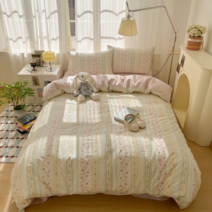 91家纺网 家纺一手货源 找家纺 曼之夏 2026新款全棉印花花卉四件套 织梦