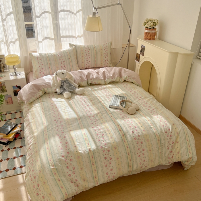 91家纺网 家纺一手货源 找家纺 曼之夏 2026新款全棉印花花卉四件套 织梦