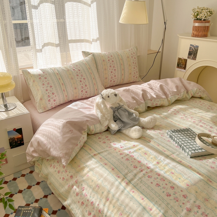 91家纺网 家纺一手货源 找家纺 曼之夏 2026新款全棉印花花卉四件套 织梦