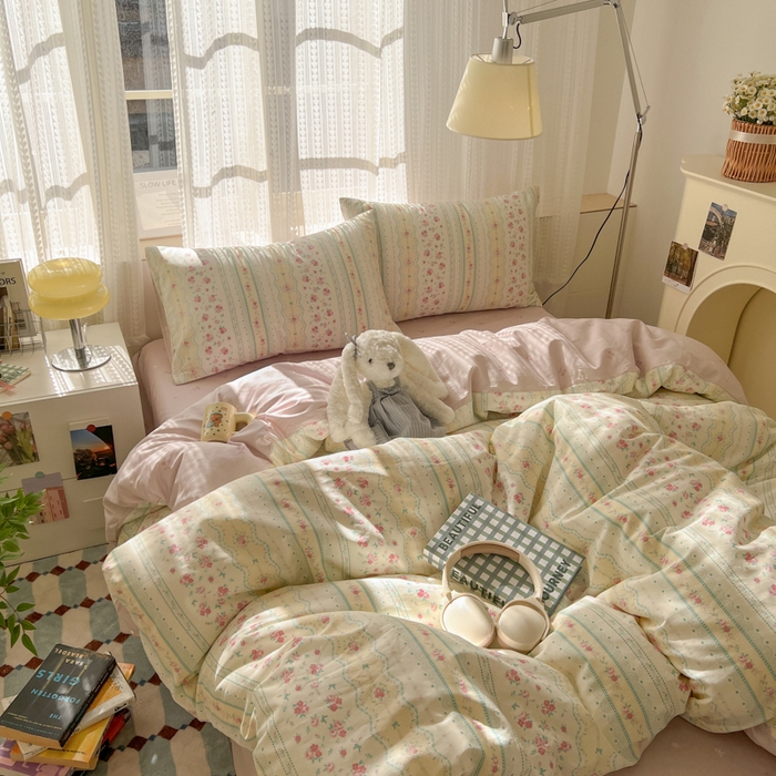 91家纺网 家纺一手货源 找家纺 曼之夏 2026新款全棉印花花卉四件套 织梦