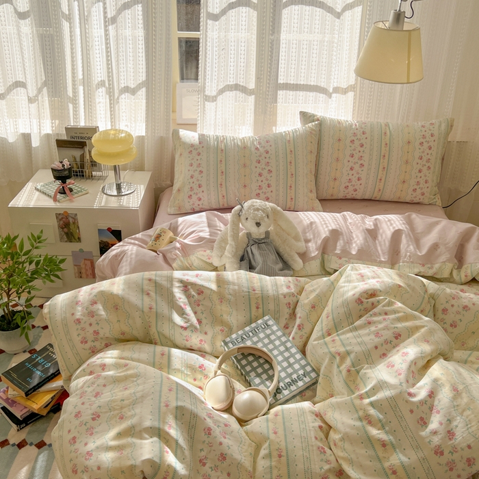 91家纺网 家纺一手货源 找家纺 曼之夏 2026新款全棉印花花卉四件套 织梦