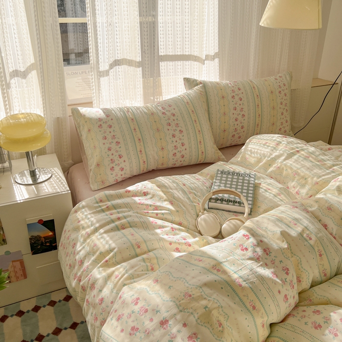 91家纺网 家纺一手货源 找家纺 曼之夏 2026新款全棉印花花卉四件套 织梦