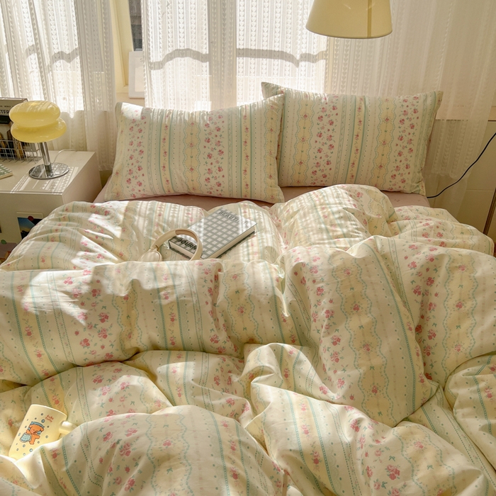 91家纺网 家纺一手货源 找家纺 曼之夏 2026新款全棉印花花卉四件套 织梦