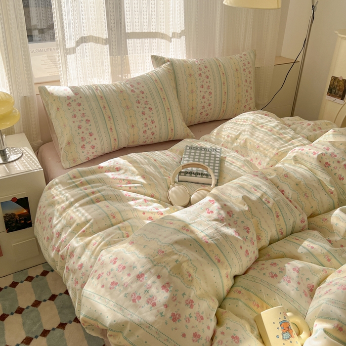 91家纺网 家纺一手货源 找家纺 曼之夏 2026新款全棉印花花卉四件套 织梦