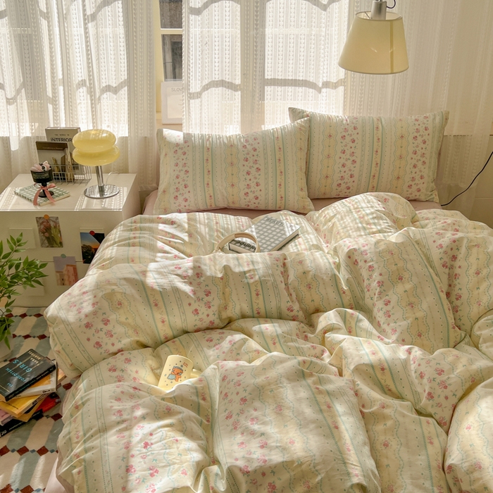 91家纺网 家纺一手货源 找家纺 曼之夏 2026新款全棉印花花卉四件套 织梦