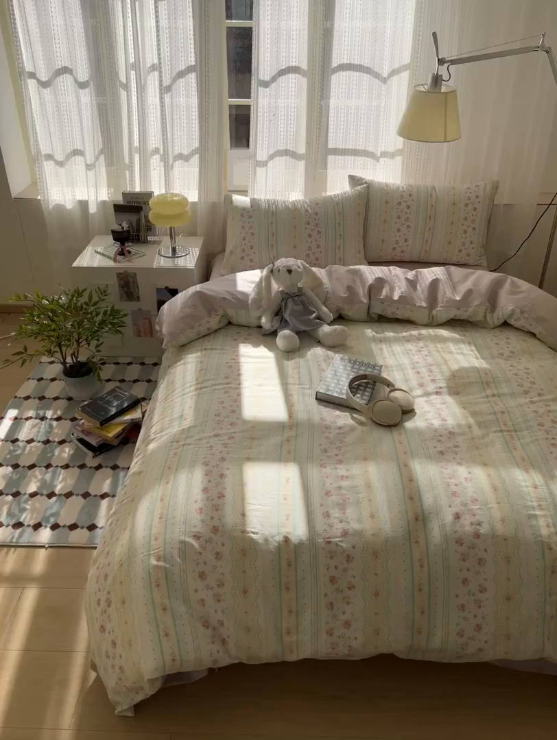 91家纺网 家纺一手货源 找家纺 曼之夏 2026新款全棉印花花卉四件套 织梦