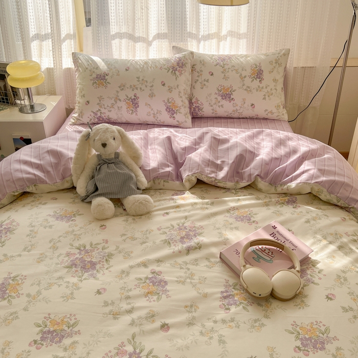 91家纺网 家纺一手货源 找家纺 曼之夏 2026新款全棉印花花卉四件套 栀夏海棠