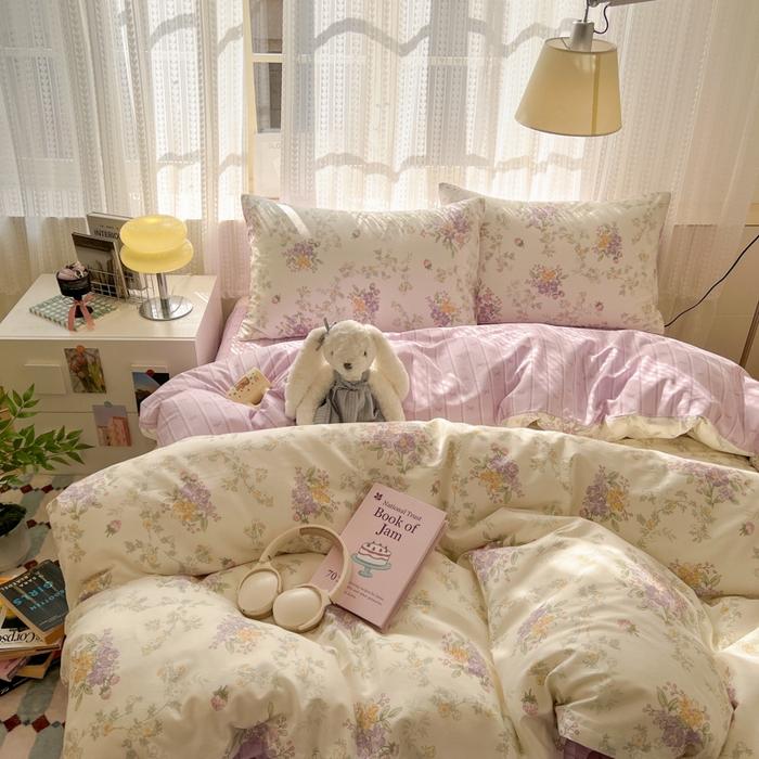 91家纺网 家纺一手货源 找家纺 曼之夏 2026新款全棉印花花卉四件套 栀夏海棠