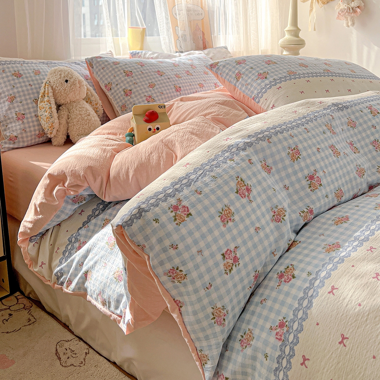 91家纺网 家纺一手货源 找家纺 （总）灿哈 2026新款双层纱木棉水洗棉单品套件