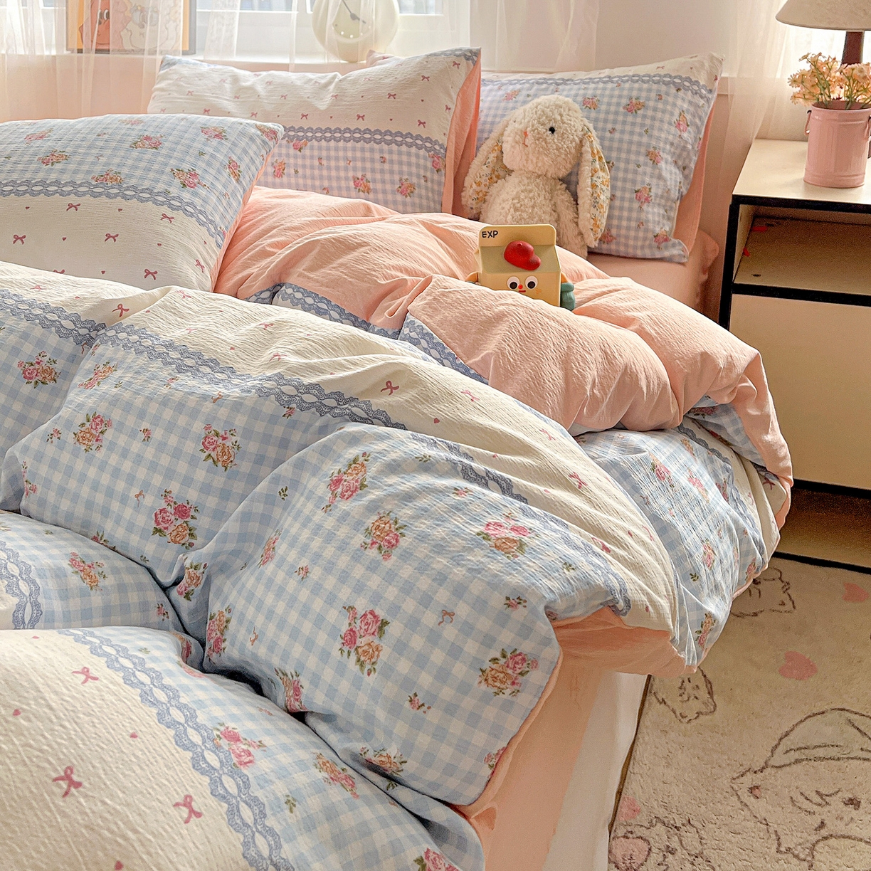 91家纺网 家纺一手货源 找家纺 （总）灿哈 2026新款双层纱木棉水洗棉单品套件