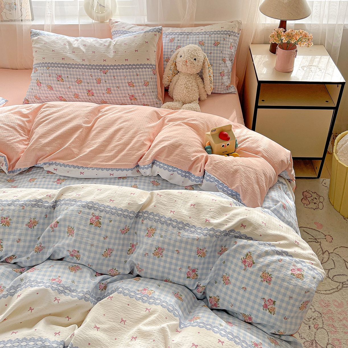 91家纺网 家纺一手货源 找家纺 （总）灿哈 2026新款双层纱木棉水洗棉单品套件