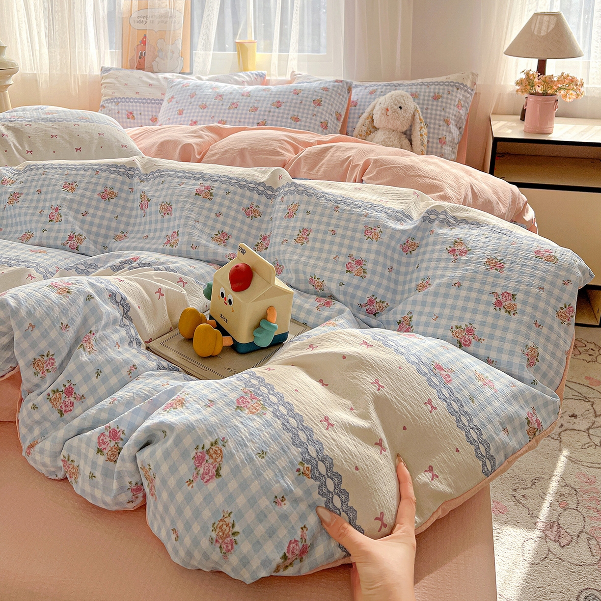 91家纺网 家纺一手货源 找家纺 （总）灿哈 2026新款双层纱木棉水洗棉单品套件