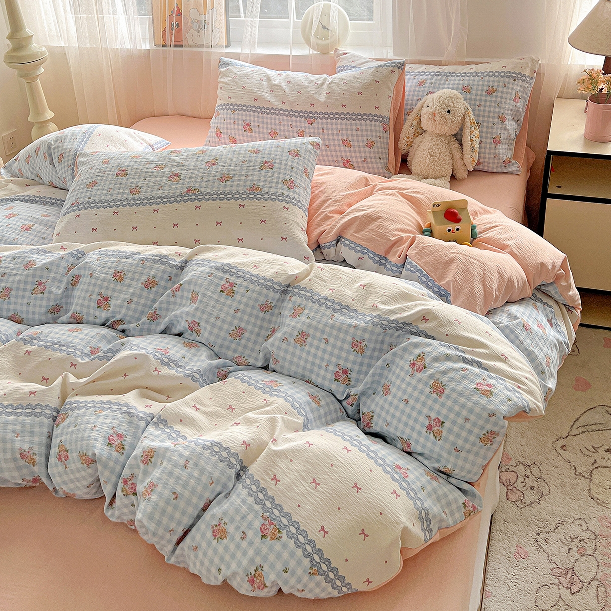 91家纺网 家纺一手货源 找家纺 （总）灿哈 2026新款双层纱木棉水洗棉单品套件