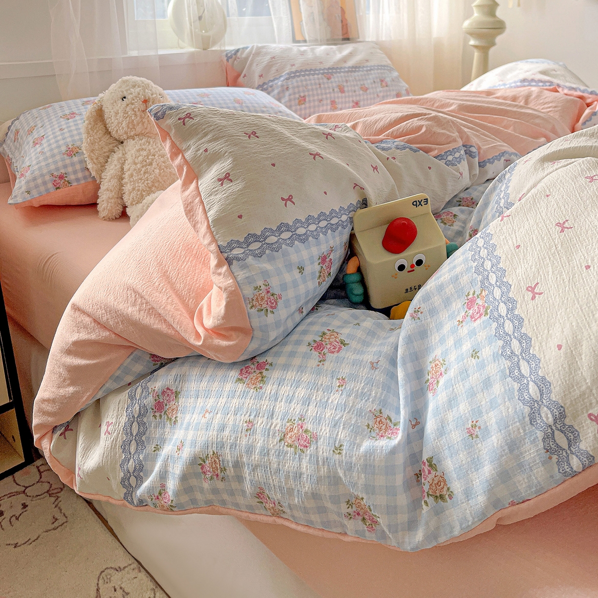 91家纺网 家纺一手货源 找家纺 （总）灿哈 2026新款双层纱木棉水洗棉单品套件