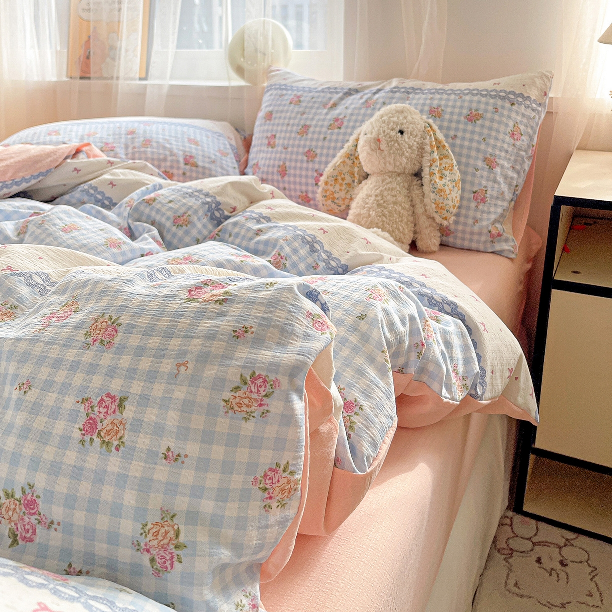 91家纺网 家纺一手货源 找家纺 （总）灿哈 2026新款双层纱木棉水洗棉单品套件