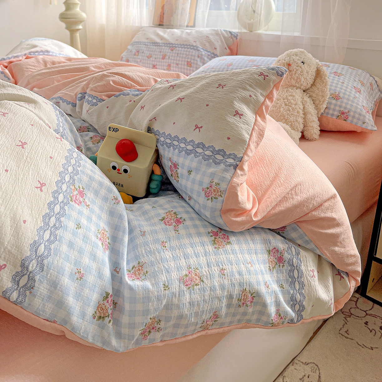 91家纺网 家纺一手货源 找家纺 （总）灿哈 2026新款双层纱木棉水洗棉单品套件