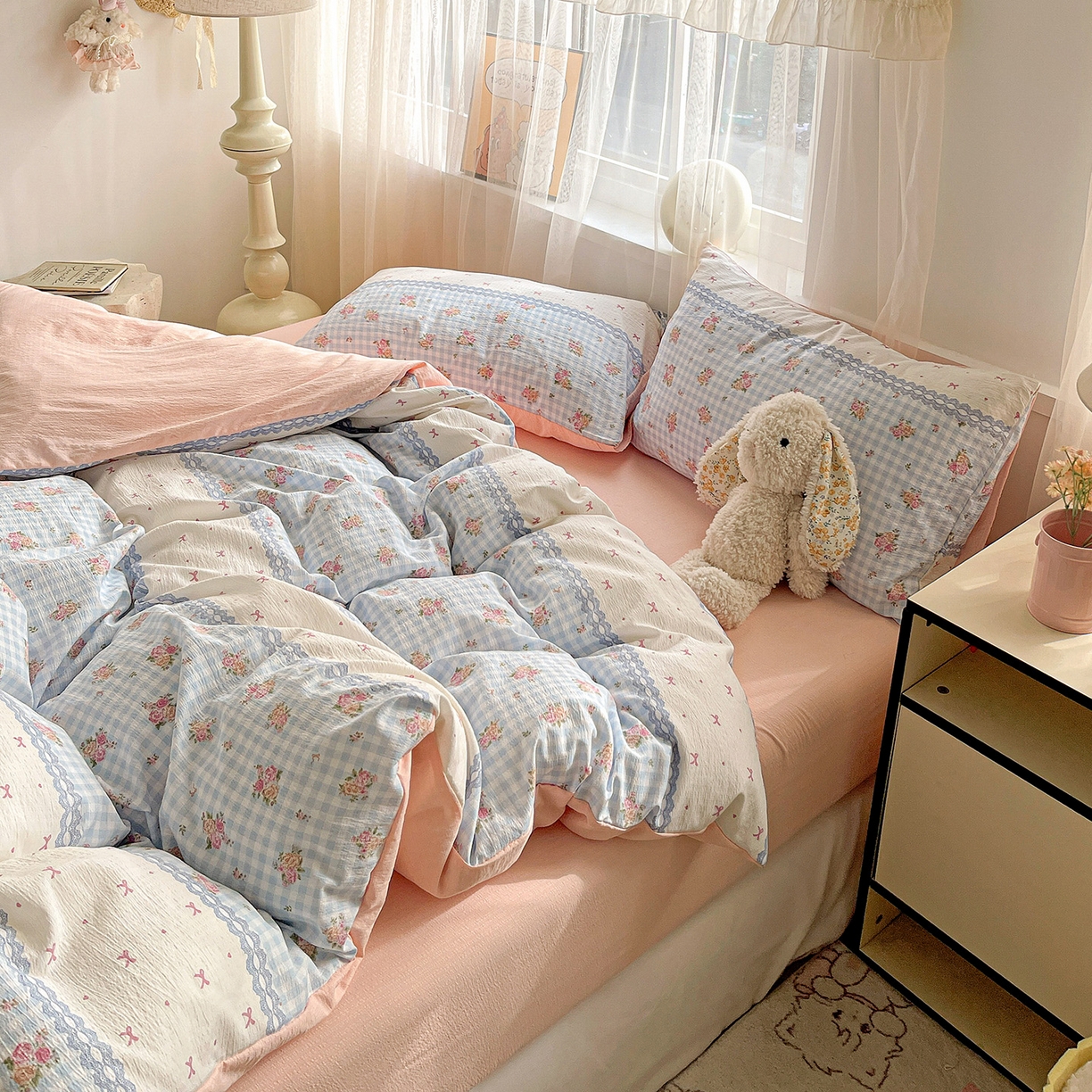 91家纺网 家纺一手货源 找家纺 （总）灿哈 2026新款双层纱木棉水洗棉单品套件