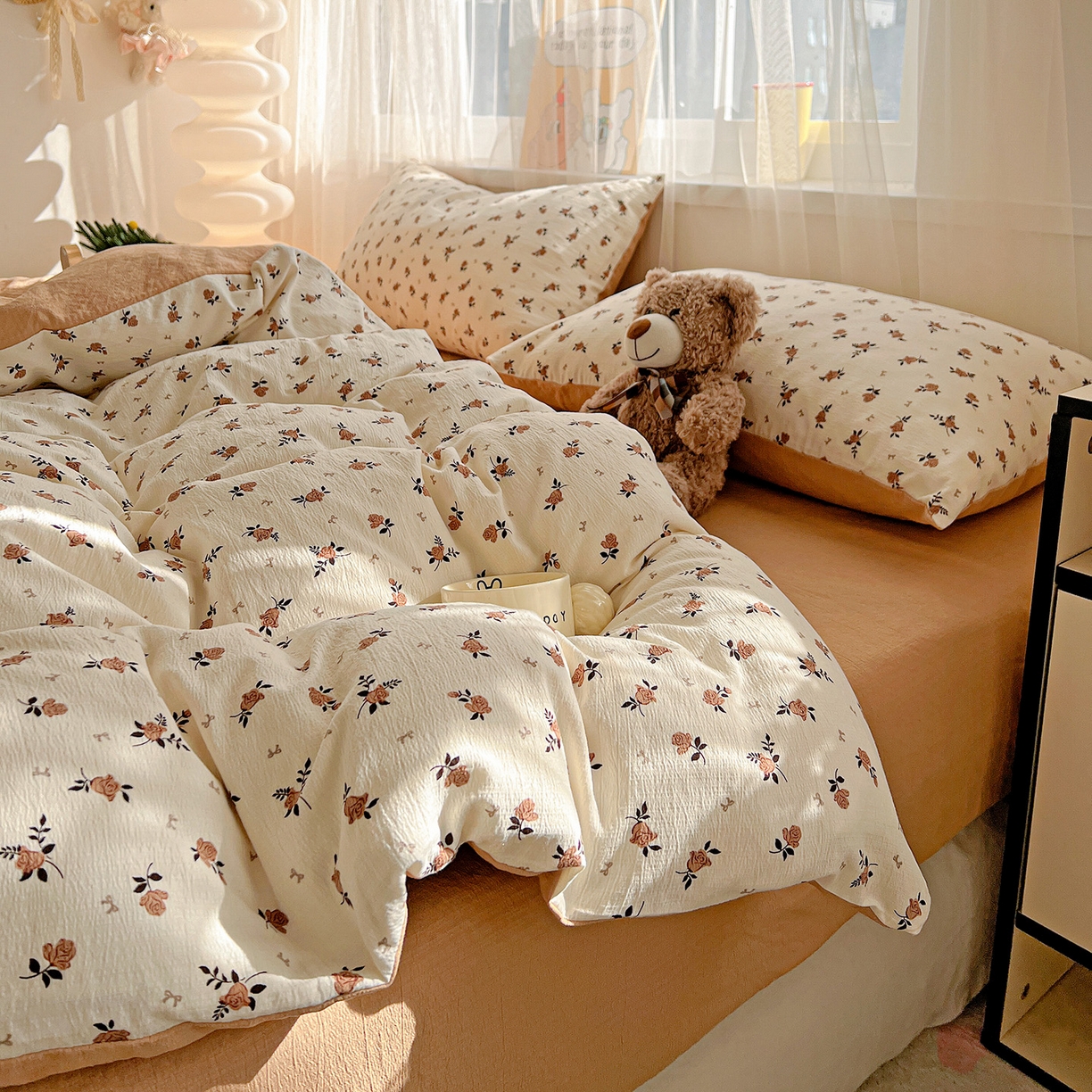 91家纺网 家纺一手货源 找家纺 灿哈2026新款双层纱木棉水洗棉单品套件