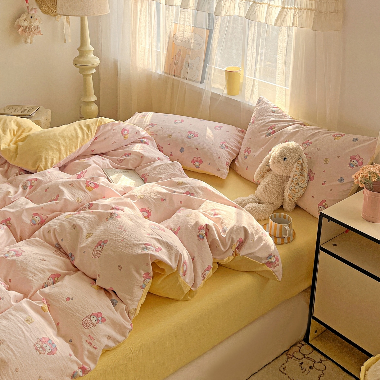 91家纺网 家纺一手货源 找家纺 灿哈2026新款双层纱木棉水洗棉单品套件