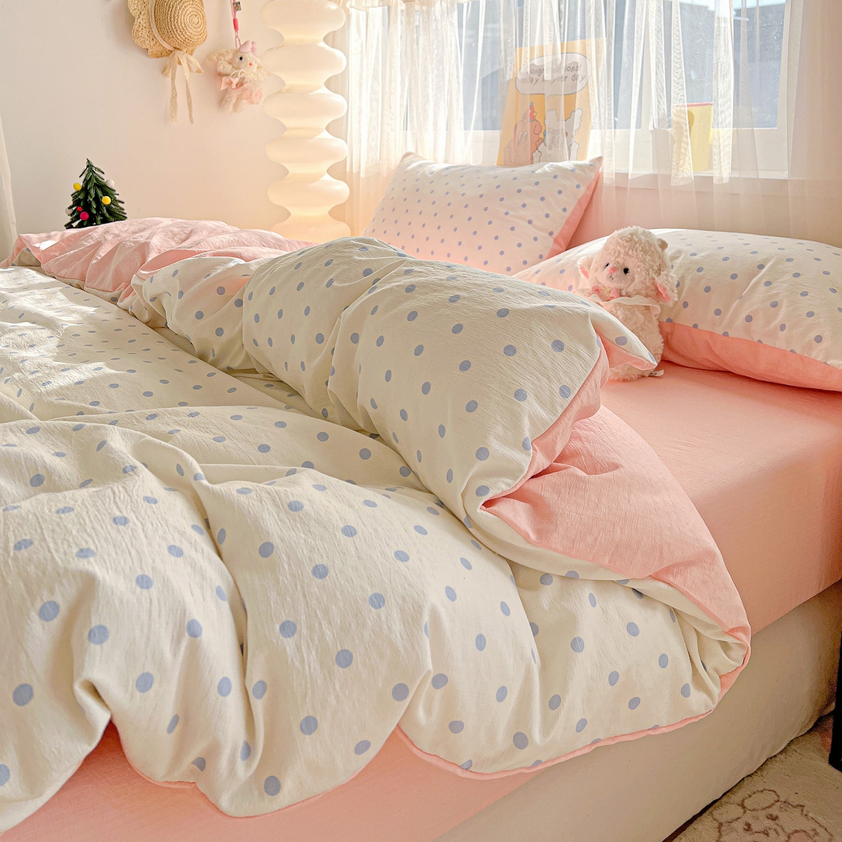 91家纺网 家纺一手货源 找家纺 灿哈2026新款双层纱木棉水洗棉单品套件