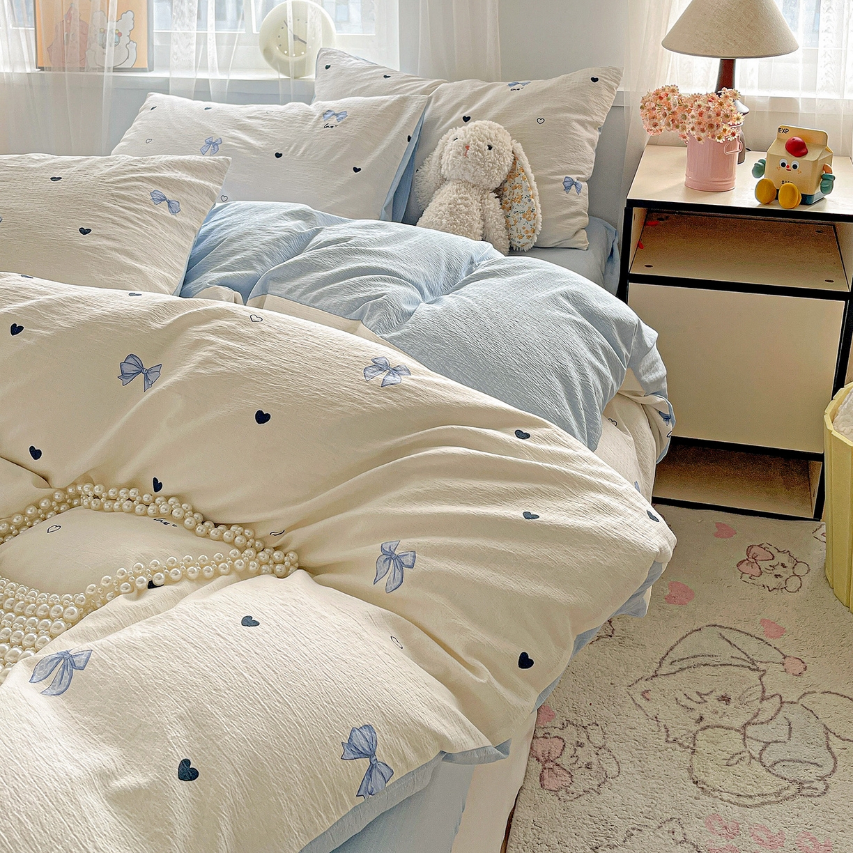 91家纺网 家纺一手货源 找家纺 灿哈2026新款双层纱木棉水洗棉单品套件