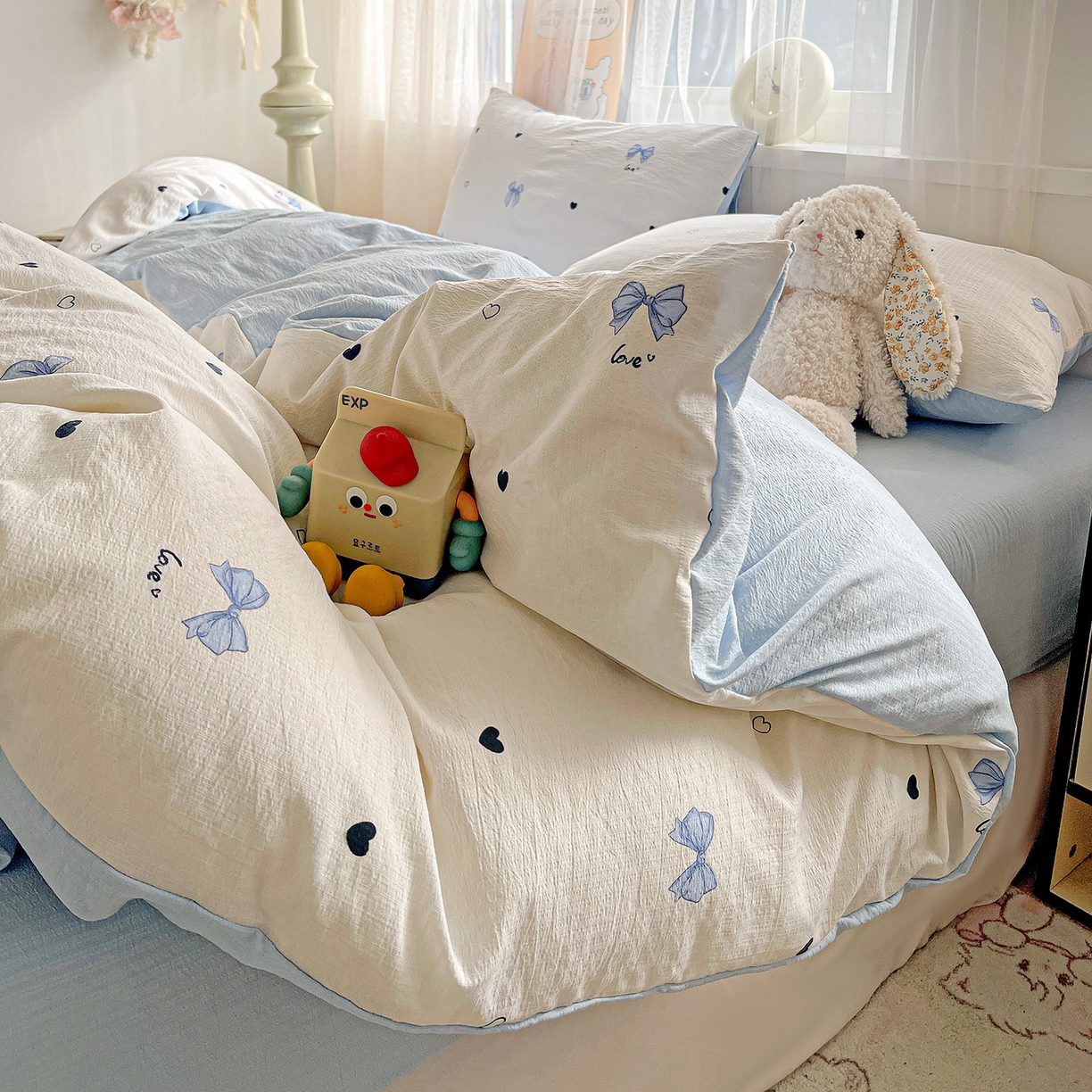 91家纺网 家纺一手货源 找家纺 灿哈2026新款双层纱木棉水洗棉单品套件