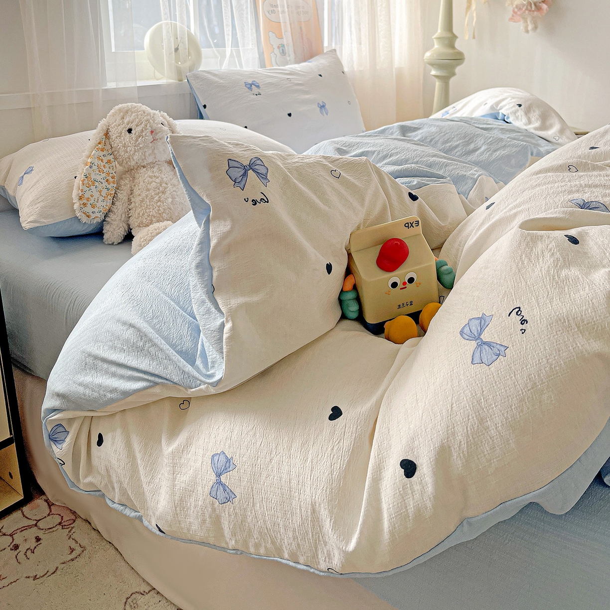 91家纺网 家纺一手货源 找家纺 灿哈2026新款双层纱木棉水洗棉单品套件