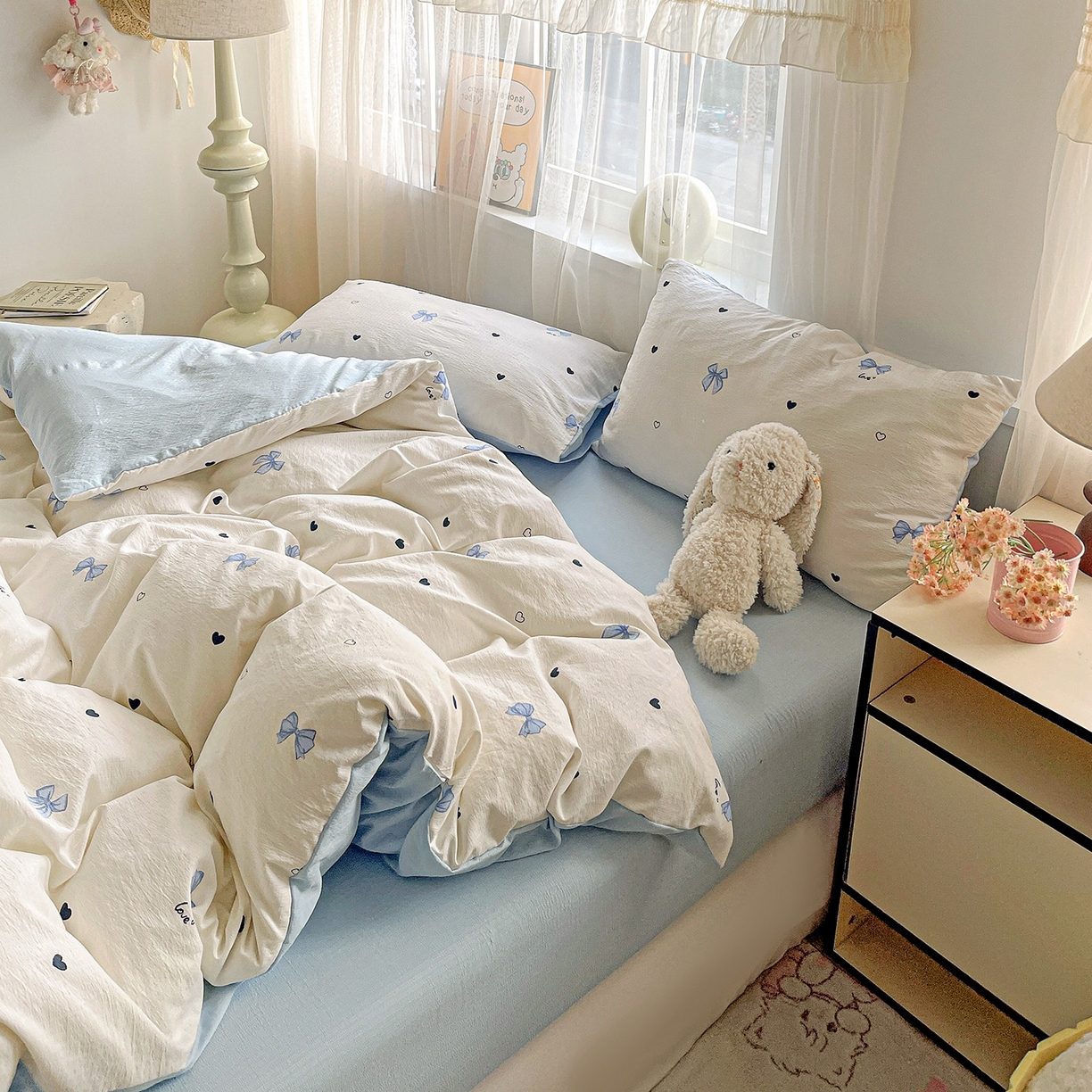 灿哈2026新款双层纱木棉水洗棉单品套件