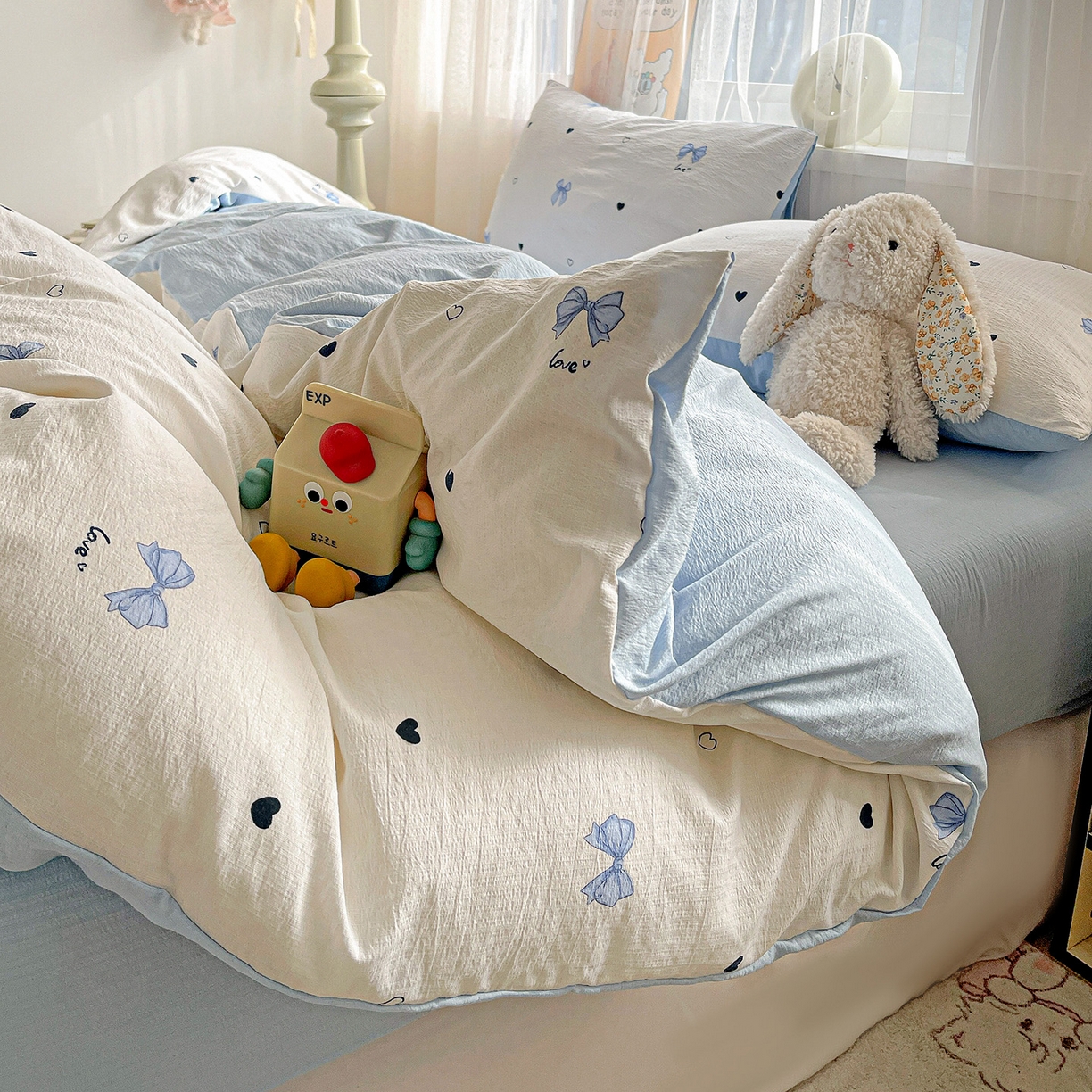 91家纺网 家纺一手货源 找家纺 灿哈2026新款双层纱木棉水洗棉单品套件