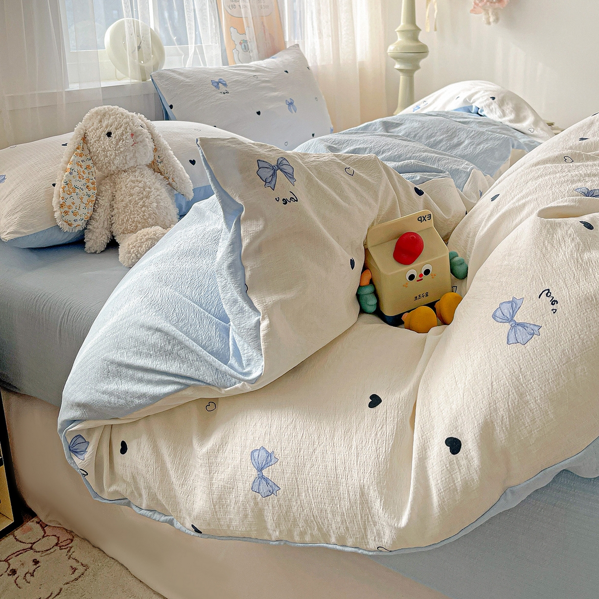 91家纺网 家纺一手货源 找家纺 灿哈2026新款双层纱木棉水洗棉单品套件