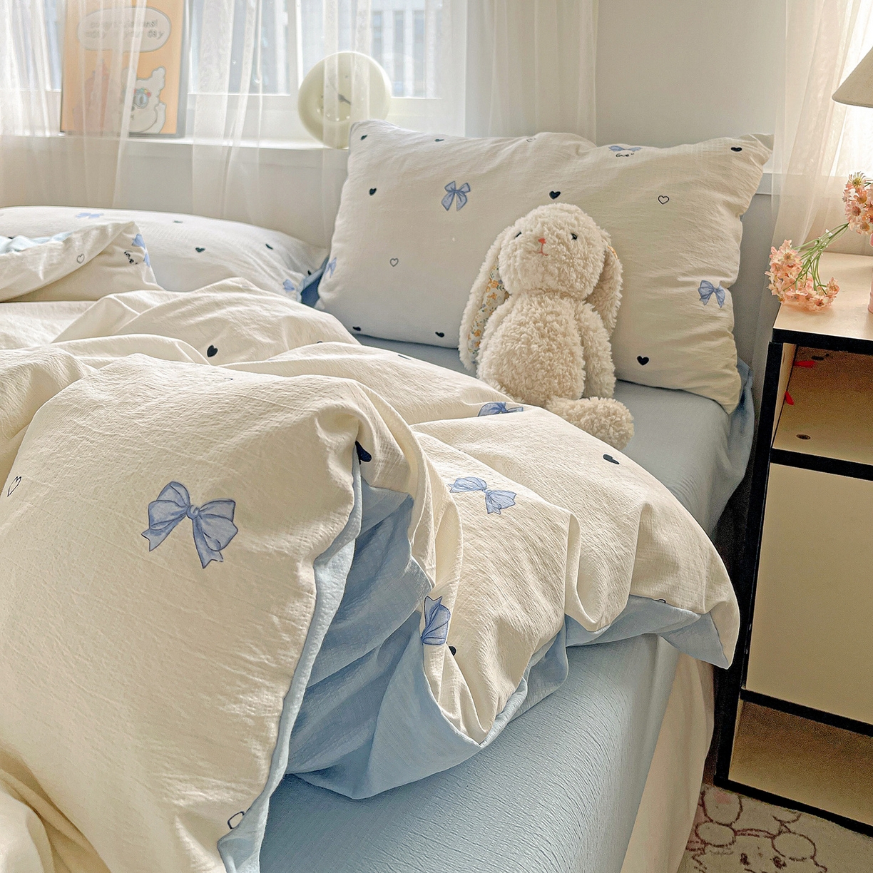 91家纺网 家纺一手货源 找家纺 灿哈2026新款双层纱木棉水洗棉单品套件