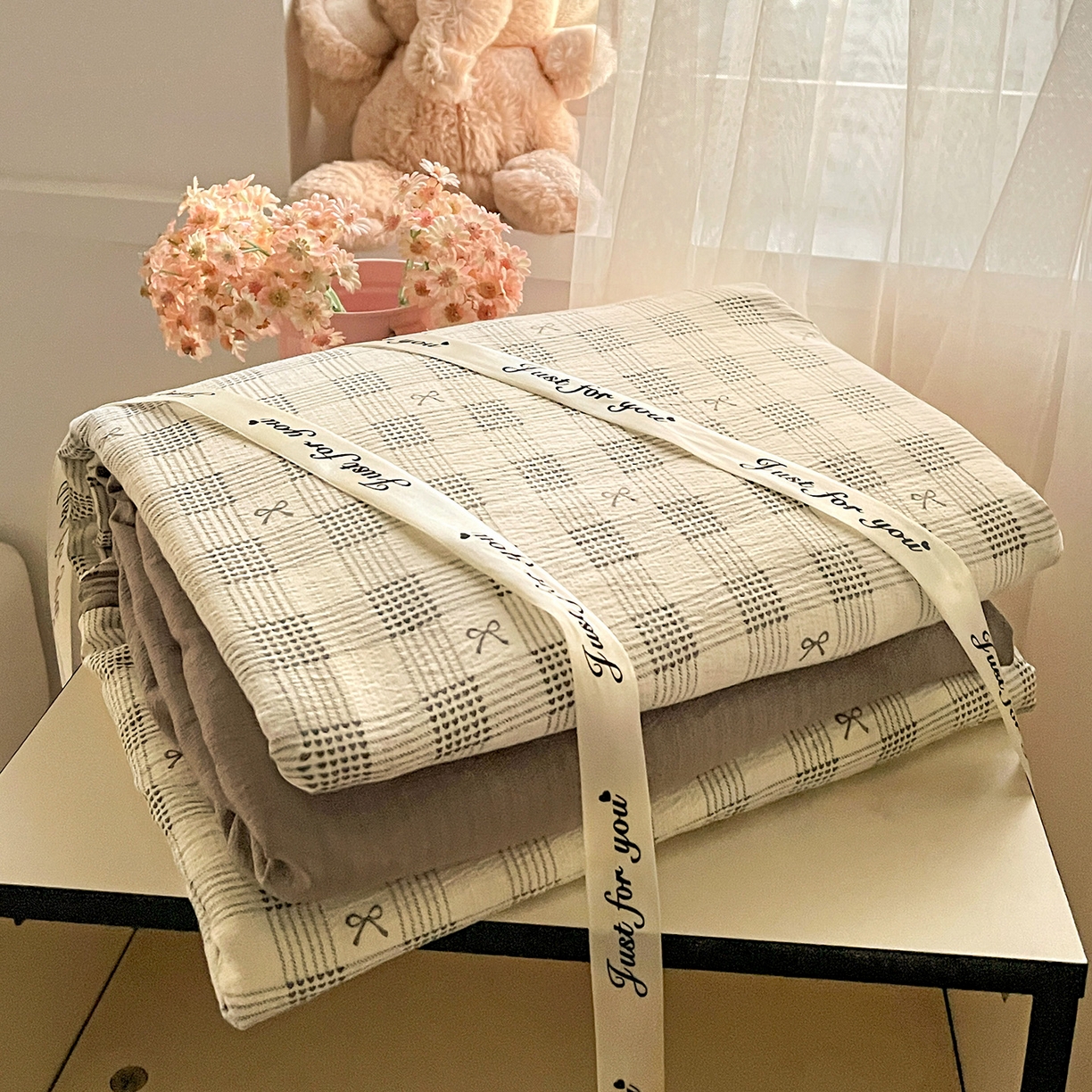 91家纺网 家纺一手货源 找家纺 灿哈家纺 2026新款双层纱木棉水洗棉单品套件