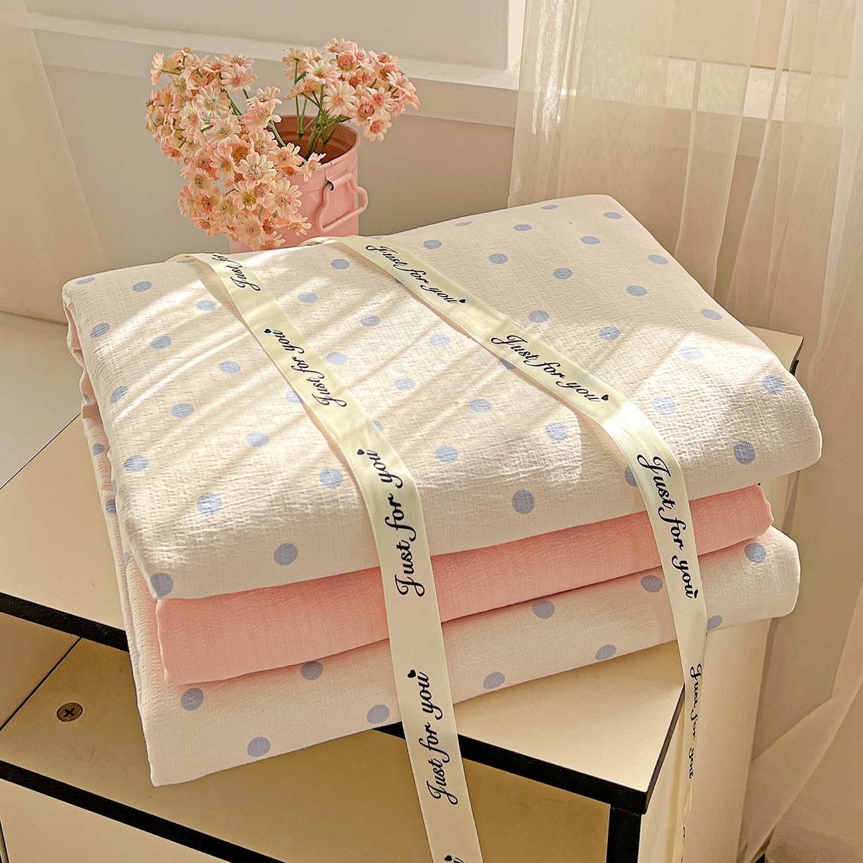 91家纺网 家纺一手货源 找家纺 灿哈家纺 2026新款双层纱木棉水洗棉单品套件