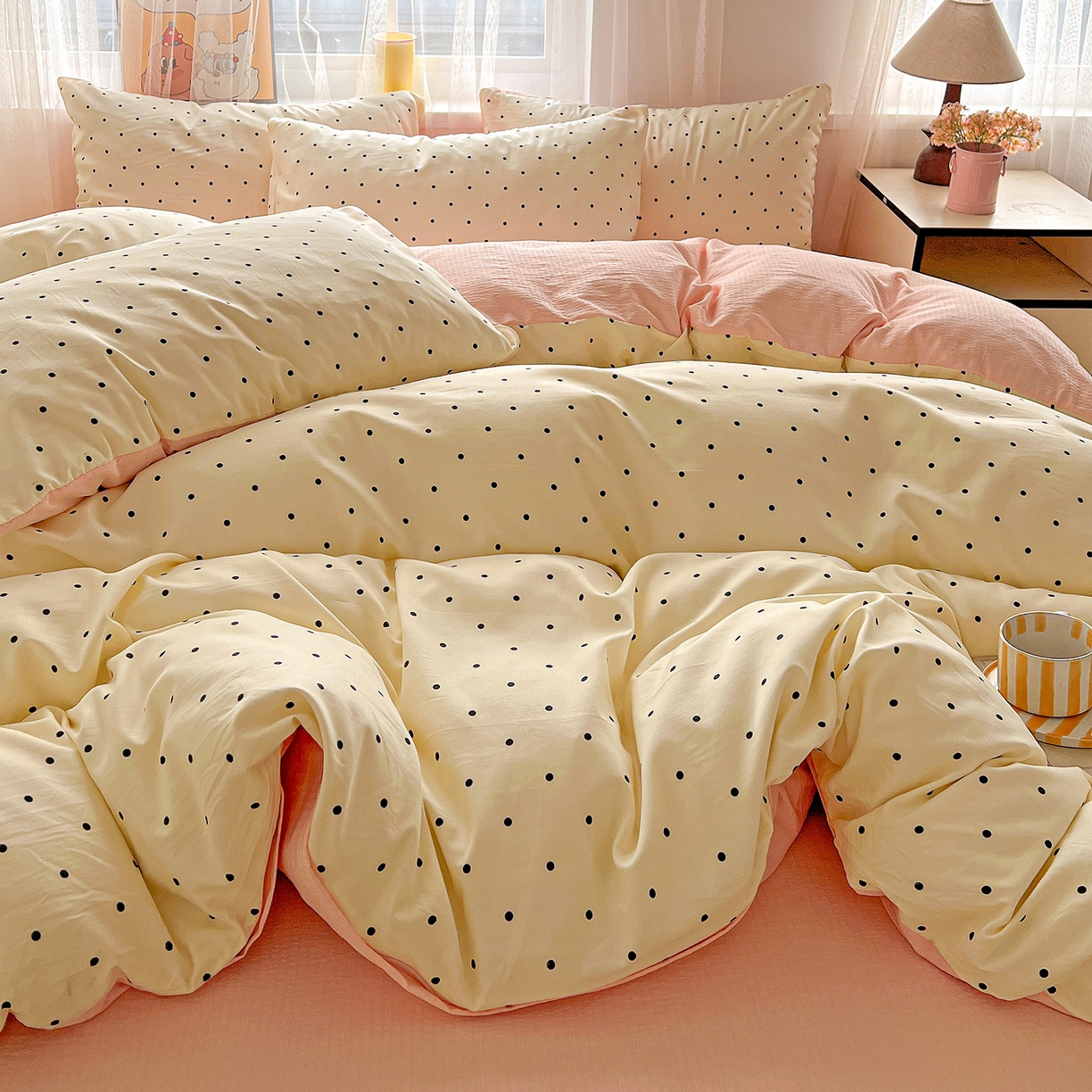 91家纺网 家纺一手货源 找家纺 灿哈家纺 2026新款双层纱木棉水洗棉单品套件