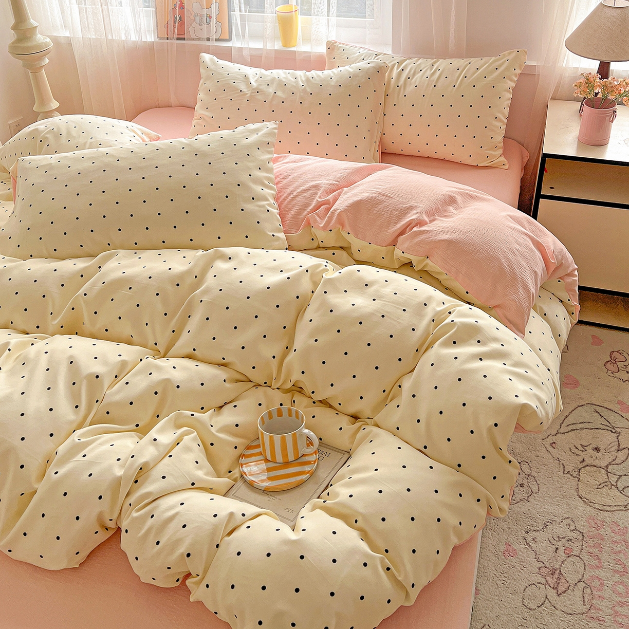 91家纺网 家纺一手货源 找家纺 灿哈家纺 2026新款双层纱木棉水洗棉单品套件