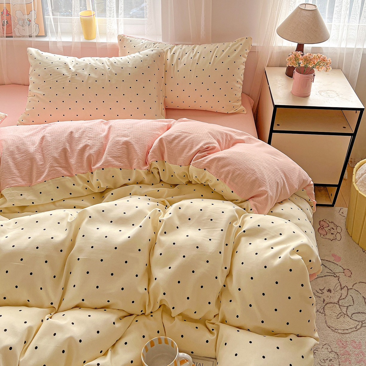 91家纺网 家纺一手货源 找家纺 灿哈家纺 2026新款双层纱木棉水洗棉单品套件