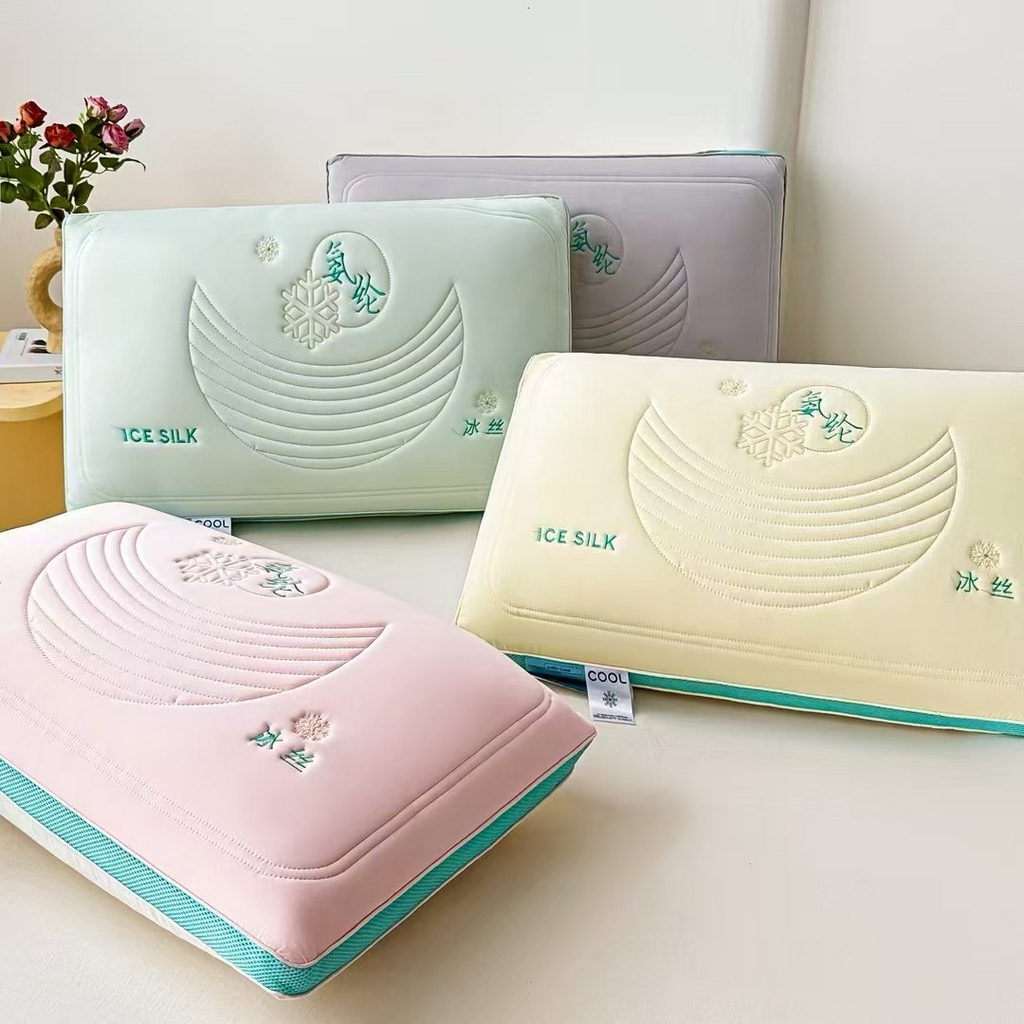 91家纺网 家纺一手货源 找家纺 （总）剑桥枕业 2026新款氨纶冰丝乳胶热熔枕头 凉感丝整张棉硬枕头