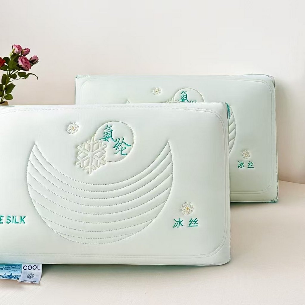 91家纺网 家纺一手货源 找家纺 （总）剑桥枕业 2026新款氨纶冰丝乳胶热熔枕头 凉感丝整张棉硬枕头