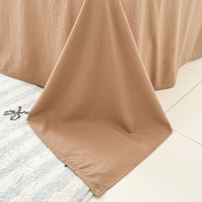 91家纺网 家纺一手货源 找家纺 雨帆家纺 2026新款素色双拼水洗棉混搭四件套 玉+咖